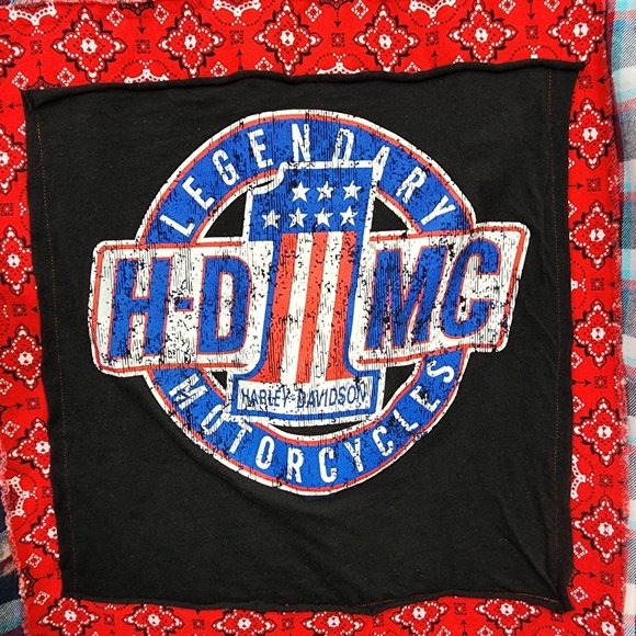 Upcycled bleach dyed Harley-Davidson back flannel shirt men's size medium - Picture 4 of 10